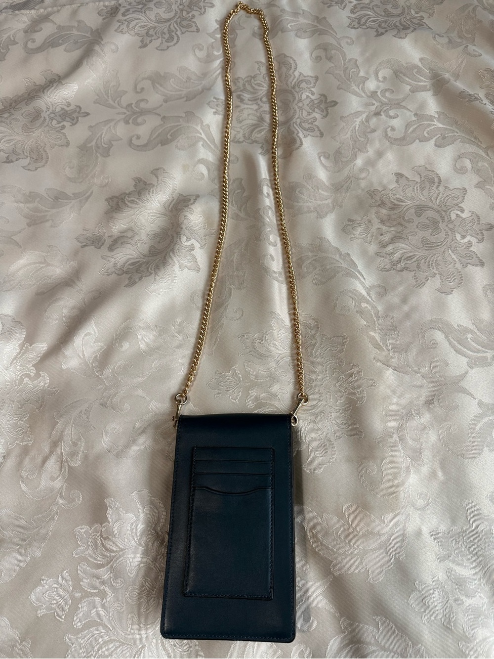 Coach Teal Leather Phone Crossbody Bag | Gold Chain Strap Fits 16Pro Max - Picture 3 of 12